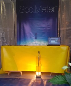 A SediMeter™ SM3A in the test tank that was used for the accuracy tests. On Monday February 1st, 2016, a public demonstration of the accuracy will be made using this tank.